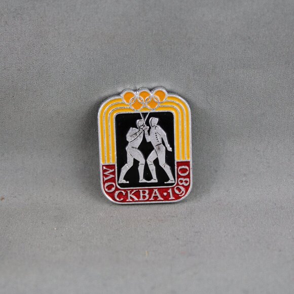 Original Vintage Pinback Badge Brooch TENNIS RACKET Russia USSR